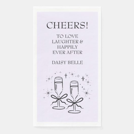 Serviette En Papier Mariage Lavande Doodle Dessiné à la Main (Devant)