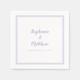 Serviette En Papier Mariage Lavande Élégant Simple Moderne Réception