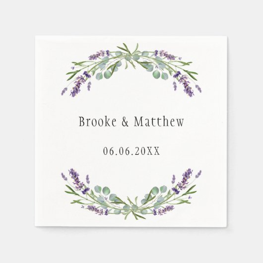 Serviette En Papier Mariage lavande eucalyptus verdure (Devant)