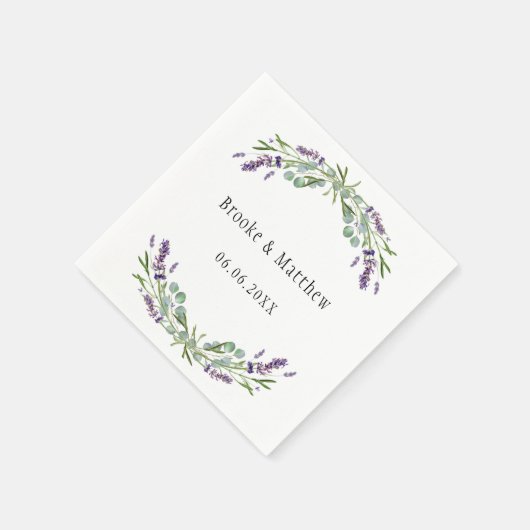 Serviette En Papier Mariage lavande eucalyptus verdure (Coin)