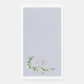 Serviette En Papier Mariage Lavande Monogramme Feuillage & Or (Devant)