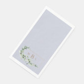 Serviette En Papier Mariage Lavande Monogramme Feuillage & Or (Coin)