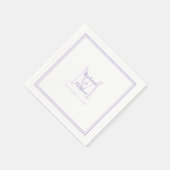 Serviette En Papier Mariage Lavande Monogramme Initiale & Noms Moderne (Coin)
