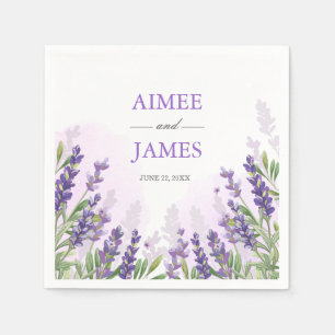 Serviette En Papier Mariage lavande Napkin Fleurs violettes Boho rusti
