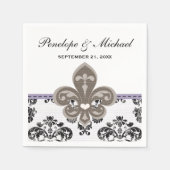 Serviette En Papier Mariage Lavender Fleur de Lis (Devant)