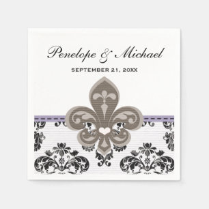 Serviette En Papier Mariage Lavender Fleur de Lis