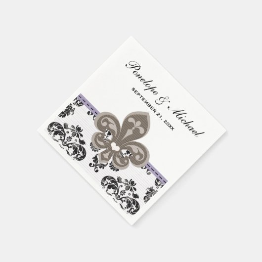 Serviette En Papier Mariage Lavender Fleur de Lis (Coin)