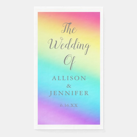 Serviette En Papier Mariage LGBTQ personnalisé arc-en-ciel joli (Devant)