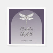 Serviette En Papier Mariage Libellule Violet Foncé (Devant)