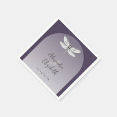Serviette En Papier Mariage Libellule Violet Foncé (Coin)