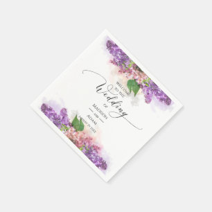 Serviette En Papier Mariage Lilac Fleurs violettes et roses