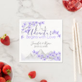 Serviette En Papier Mariage Lilac Mountain View violet (En situation)