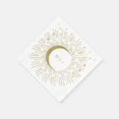 Serviette En Papier Mariage Lune Déburst Céleste Étoiles Blanches & Do (Coin)
