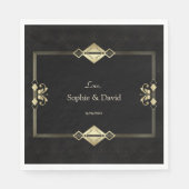 Serviette En Papier Mariage Luxe Royal Or Noir Art Déco 1920 (Devant)