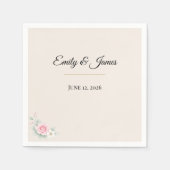 Serviette En Papier Mariage Luxueux en Rose (Devant)