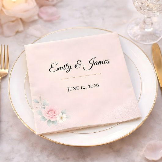 Serviette En Papier Mariage Luxueux en Rose
