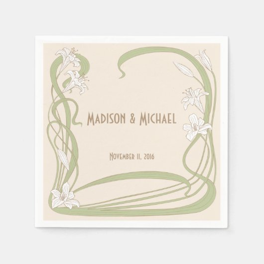 Serviette En Papier Mariage Lys blancs (Devant)