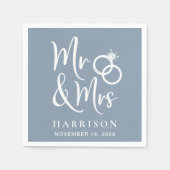 Serviette En Papier Mariage M. Mme Dusty Blue (Devant)