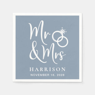 Serviette En Papier Mariage M. Mme Dusty Blue