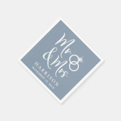 Serviette En Papier Mariage M. Mme Dusty Blue (Coin)
