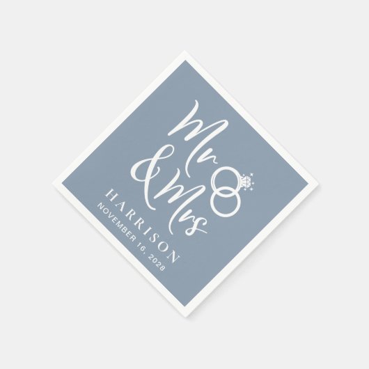 Serviette En Papier Mariage M. Mme Dusty Blue (Coin)