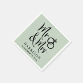 Serviette En Papier Mariage M. Mme Sage Green (Coin)