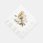 Serviette En Papier Mariage Magnolias et Lunettes de Champagne (Coin)