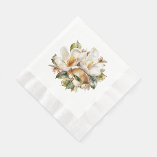 Serviette En Papier Mariage Magnolias et Mariage d'or (Coin)