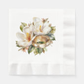 Serviette En Papier Mariage Magnolias et Mariage d'or (Devant)
