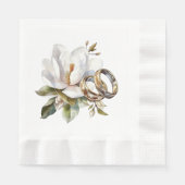 Serviette En Papier Mariage Magnolias et Mariage d'or (Devant)