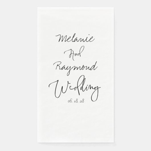 Serviette En Papier Mariage manuscrit 8" Long Dinner Naples (Devant)
