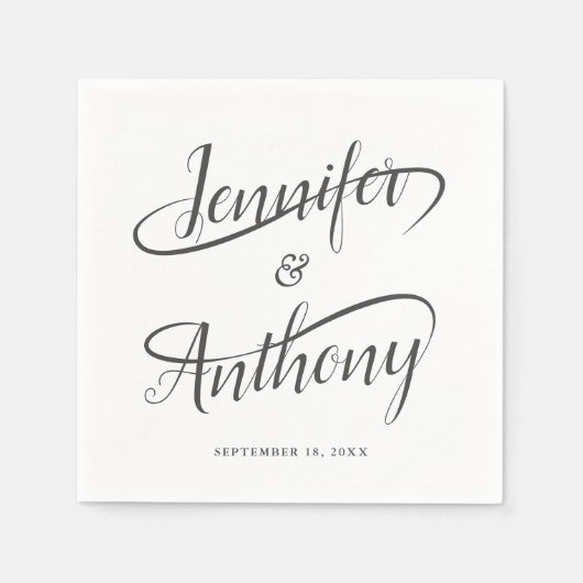 Serviette En Papier Mariage manuscrit fantaisiste (Devant)