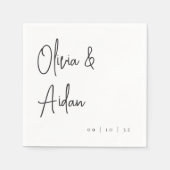 Serviette En Papier Mariage manuscrit moderne noir et blanc (Devant)