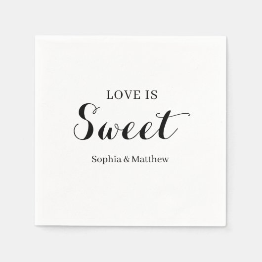 Serviette En Papier Mariage manuscrit noir et blanc (Devant)