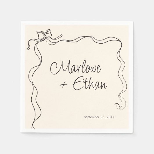 Serviette En Papier Mariage manuscrit Quirky Bow Frame (Devant)