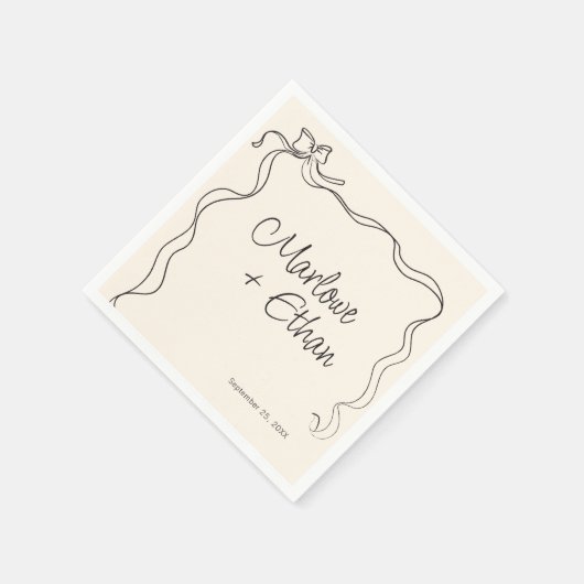 Serviette En Papier Mariage manuscrit Quirky Bow Frame (Coin)
