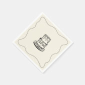 Serviette En Papier Mariage maquis rétro manuscrit (Coin)