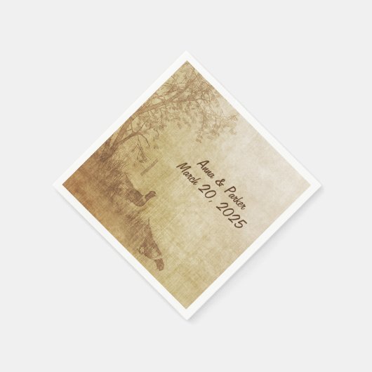 Serviette En Papier mariage mariage-automne avec faisans (Coin)