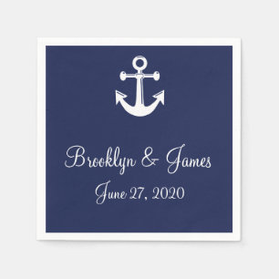 Serviette En Papier Mariage marin bleu marine serviettes avec Ancre