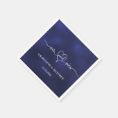 Serviette En Papier Mariage marine bleu m. mme heart script simple (Coin)