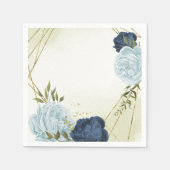 Serviette En Papier mariage marine bleu poussiéreux fleurs (Devant)