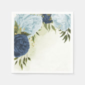 Serviette En Papier mariage marine bleu poussiéreux fleurs (Devant)