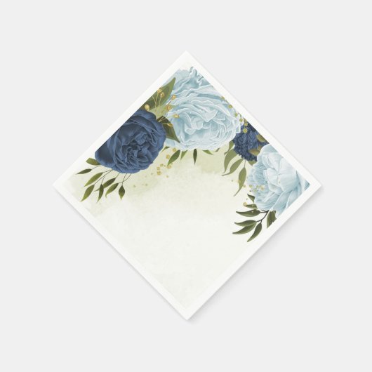 Serviette En Papier mariage marine bleu poussiéreux fleurs (Coin)