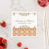 Serviette En Papier Mariage marocain orange et or (En situation)