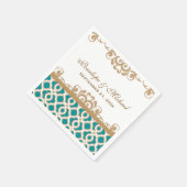Serviette En Papier Mariage marocain turquoise et or (Coin)