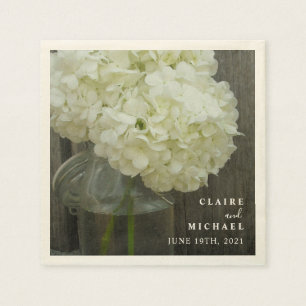 Serviette En Papier Mariage Mason Jar White Hydrangeas