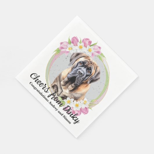 Serviette En Papier Mariage Mastiff Chien Anglais Avec Photo (Coin)