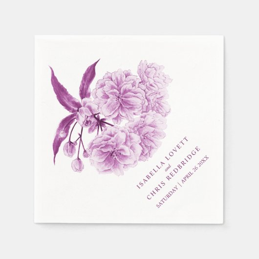 Serviette En Papier Mariage mauve fleurit serviettes florales (Devant)