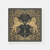 Serviette En Papier Mariage médiéval Black Royal Lion (Devant)