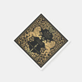 Serviette En Papier Mariage médiéval Black Royal Lion (Coin)